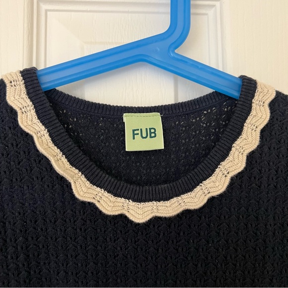 FUB Pointelle Organic Cotton T-Shirt Dark Navy 8Y - Picture 5 of 8